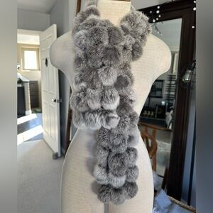 Rabbit fur Pom Pom Scarf